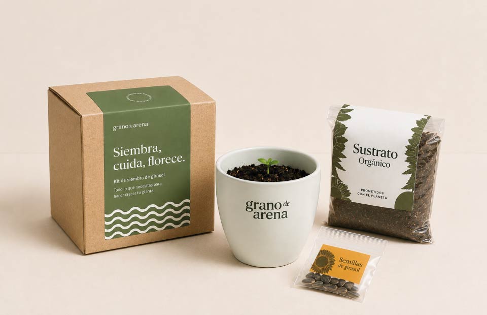 Kit siembra con matera pet reciclado