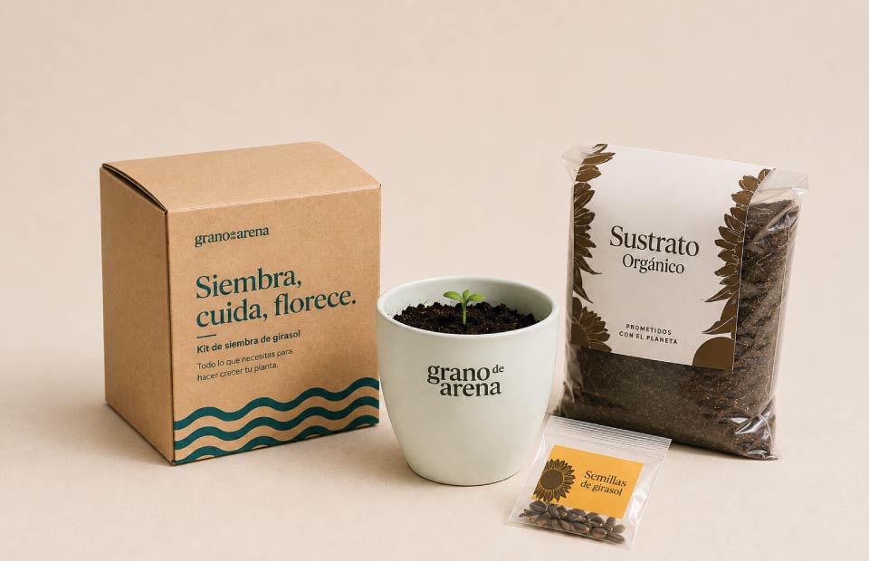 Kit siembra con matera pet reciclado