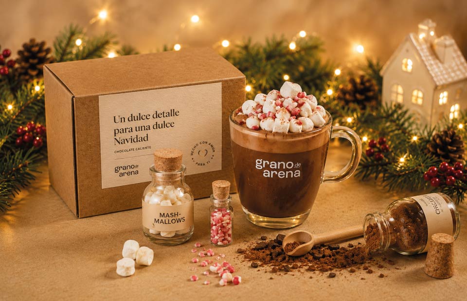 Dulce tarde de chocolate caliente con molinillo