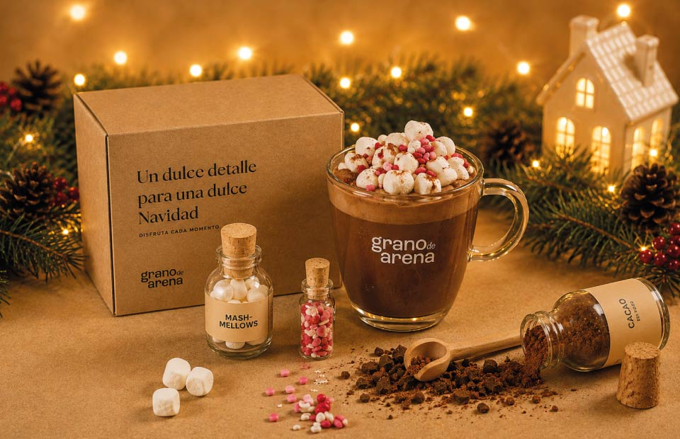 Dulce tarde de chocolate caliente con molinillo