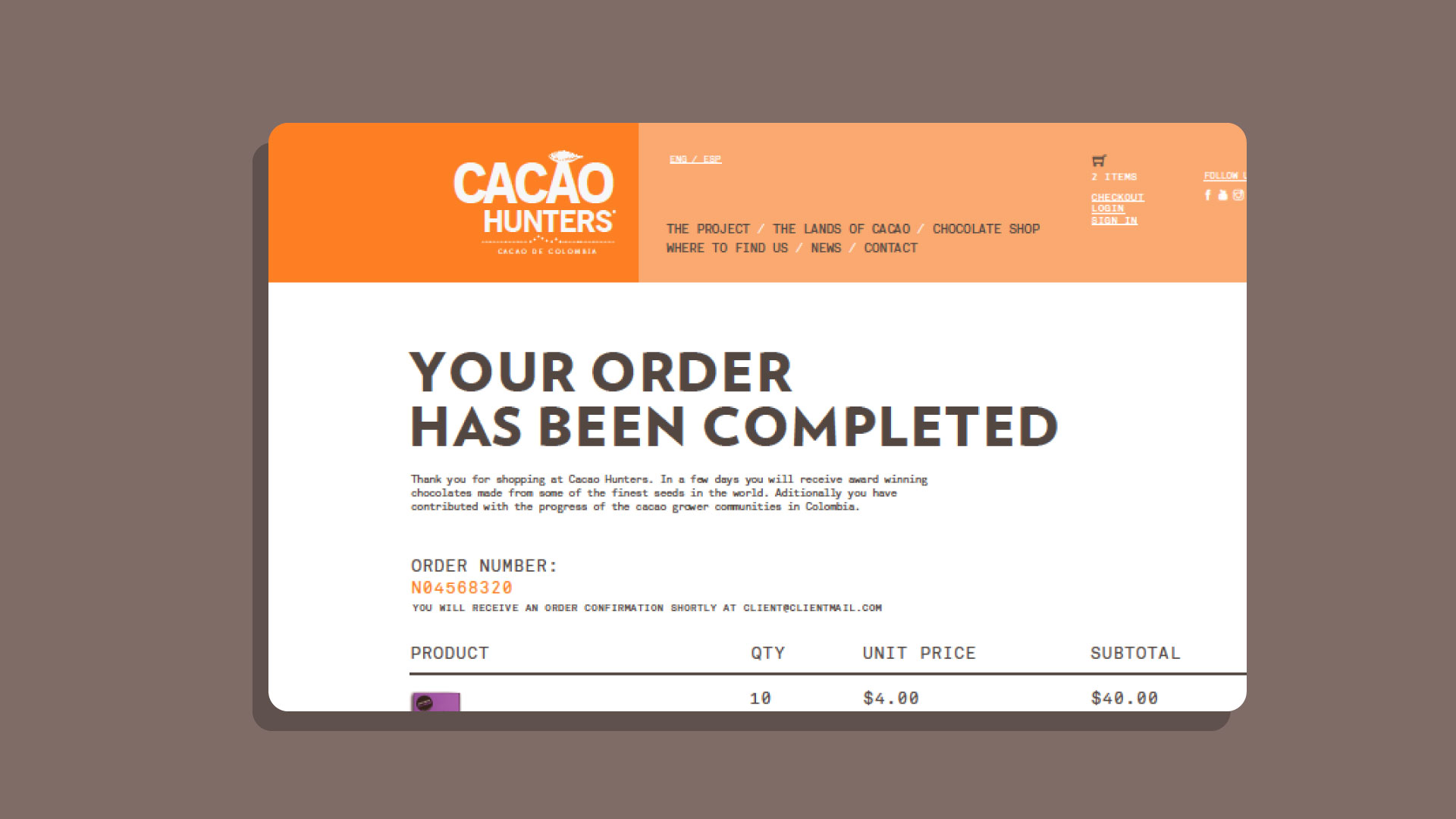 Cacao Hunters - Página web