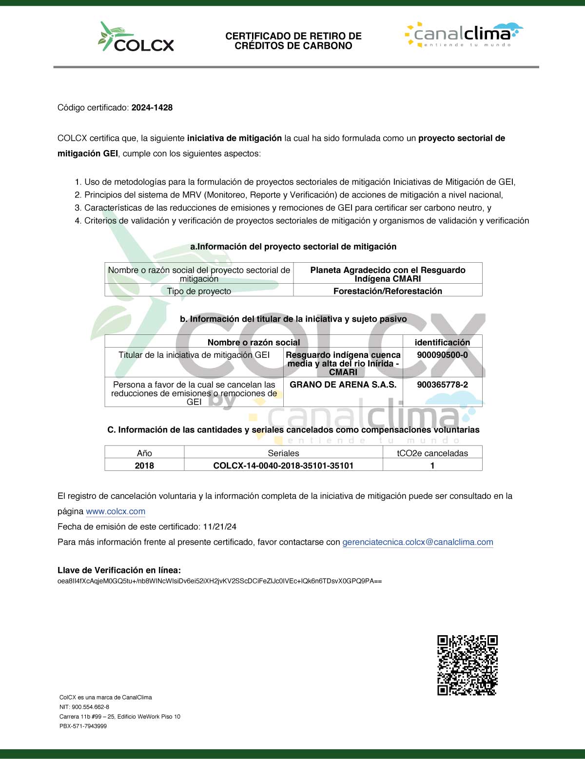 Certificación de compensación